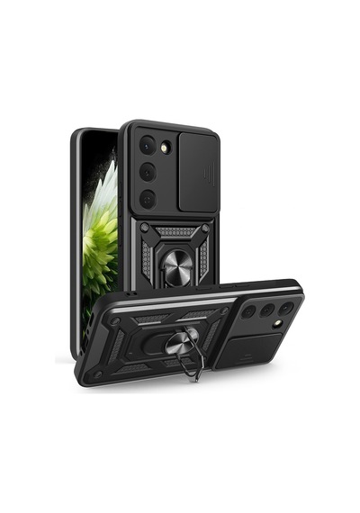Maks Technology Tecno Spark 40 Pro Kılıf Magnetik Standlı Kamera Korumalı Mkst Sürgülü Vega Kapak - Siyah