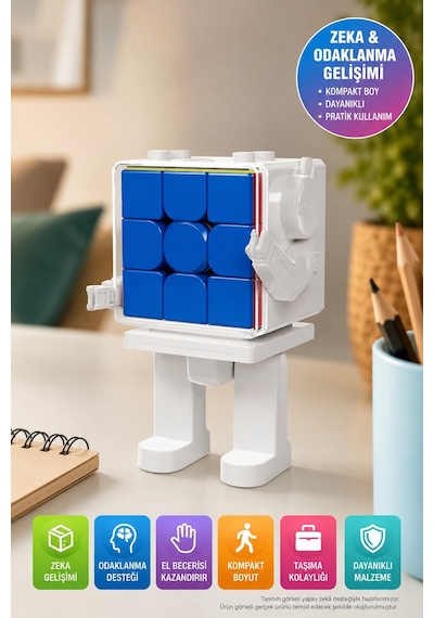 Moyu 3x3 Robot Zeka Küpü Mfjs Meilong Mf8964 Beyaz Bulmaca Oyuncağı 7,8x6x12 Cm