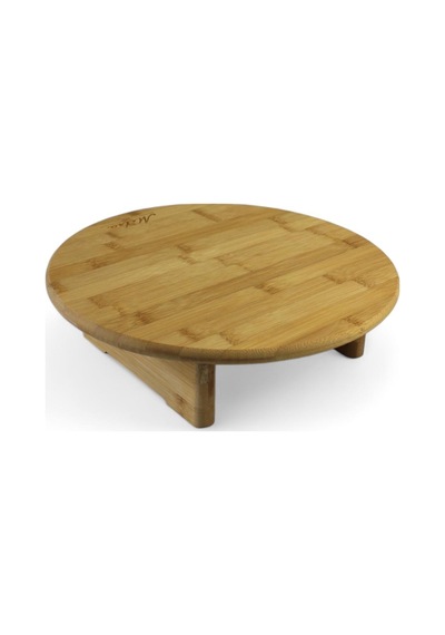 Bambu Ayaklı Sunumluk, Servis, Kesim Tahtası Çap 32cm