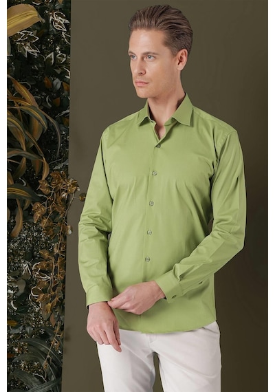 Efor Gk 709 Slim Fit Açık Yeşil Klasik Gömlek Yeşil