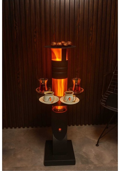 Füze Tipi Pelet Sobası Cam Soba Roket Soba Bahçe Cam Balkon Kış Bahçesi Cafe Kamp Tipi Tepsili Küçük