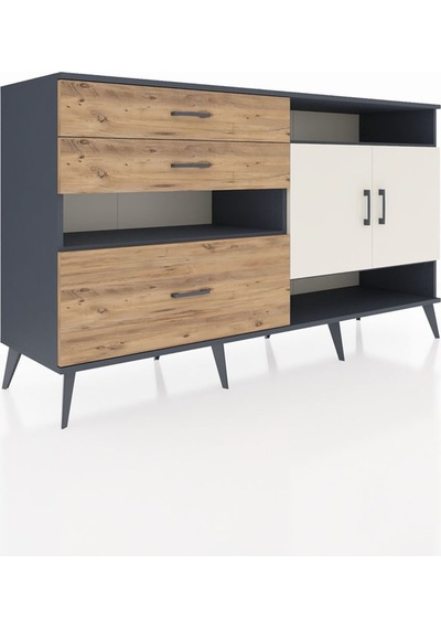 Hyperion Konsol 4 Raflı 3 Çekmeceli 2 Kapaklı 176x44x99 Antrasit- Antrasit-aytaşı/çam Hyperion Konsol 4 Raflı 3 Çekmeceli 2 Kapaklı 176x44x99 Antrasit- Antrasit-aytaşı/çam