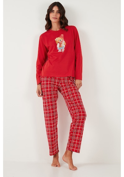 Lela Bayan Pijama Takımı 65723313 Kırmızı Kırmızı