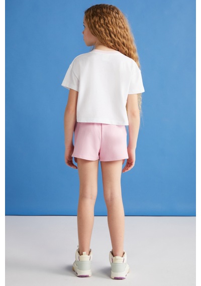 Grimelange Suzanne-grm24048 100% Pamuk Kız Çocuk Şort Tshirt Set Pembe Alt-üst Takım
