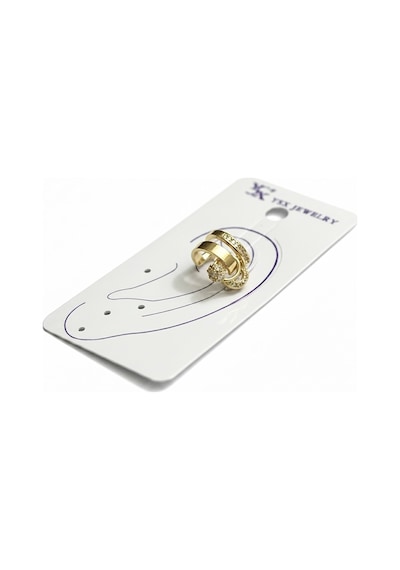 Earcuff Sıkıştırmalı Çelik Kıkırdak Küpe Çift Sıra Bantlı Halka Detaylı Zirkon Taşlı Altın Renk