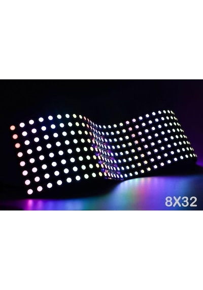 Ws2812b Matrix Dijital Esnek Ekran 8x32 Rgb Led Ayrı Ayrı Adresli Matrix Ekran 5v