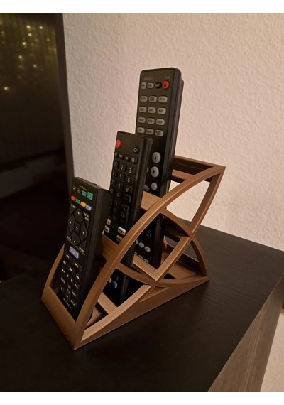 3d Baskı Dört Kumandalık Kavisli Kumanda Standı Modern Yaprak Formlu Kumanda Tutucu Bronz Çok Renkli