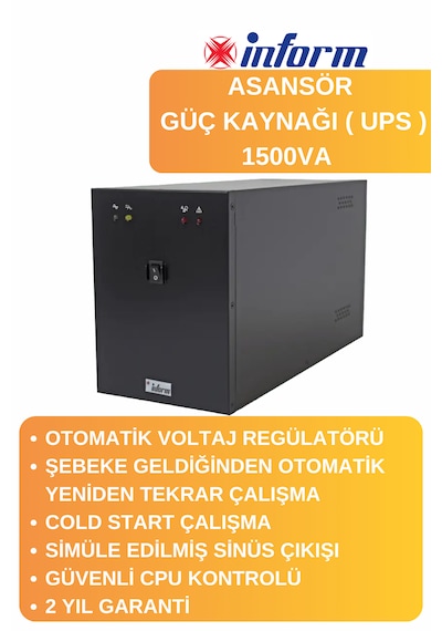 İnform Asansör Güç Kaynağı Lift 1500va Asansör Ups