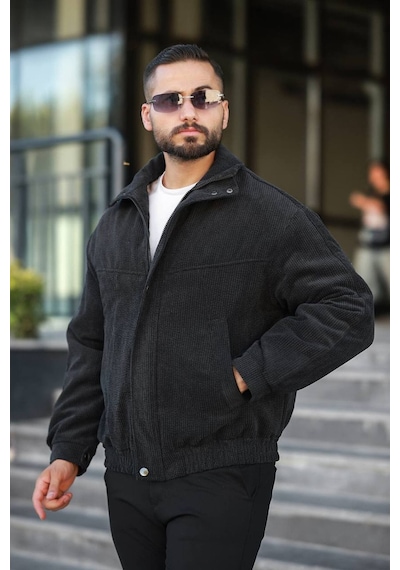 Tasarım Oversize İçi Kapitone Dolgulu Kadife Ceket Siyah Kadife
