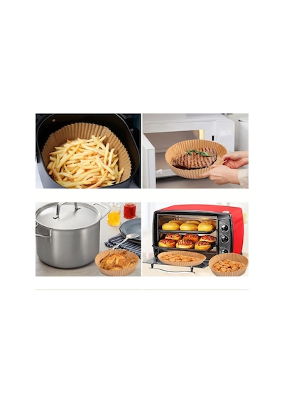 Airfryer Pişirme Kağıdı 50 Adet Hava Fritözü Yuvarlak Model Pişirme Kağıdı Airfryer Yağsız Fritöz