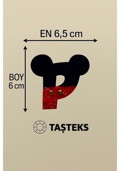 Taşlı Ütülenebilen Veya Sticker Olarak Kullanılabilen ' Mickey P ' Harfi