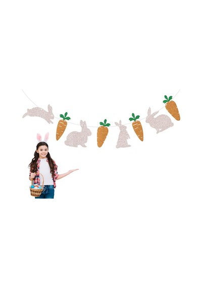 Paskalya Bunny Garland Banner Klasik Desenli Sevimli Havuç Elemanları Tasarım Bebek Duş Tatili İçin Uygun