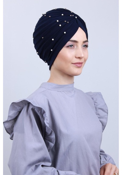 Melodi Scarf Kadın Tesettür İncili Taşlı Vera Dış Bone Lacivert Lacivert Melodi Scarf Kadın Tesettür İncili Taşlı Vera Dış Bone Lacivert Lacivert