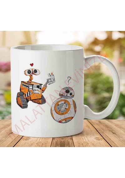 1-2234 Two Robots Wall E And Bb8 Star Wars Episode Vıı The Force Awakens Droidjpeg İki Tarafı Baskılı Kupa Bardak.jpg