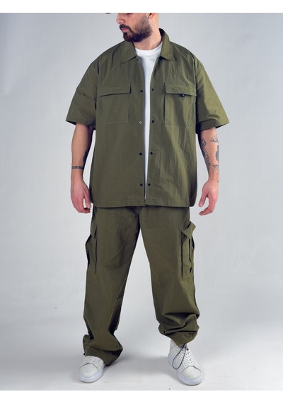 Haki Oversize Erkek Paraşüt Takım Coc3082