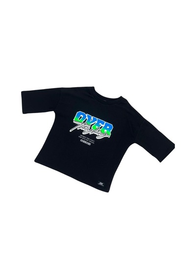 New Kids Baskılı %100 Pamuk Kız Çocuk Tişört-90491 Siyah