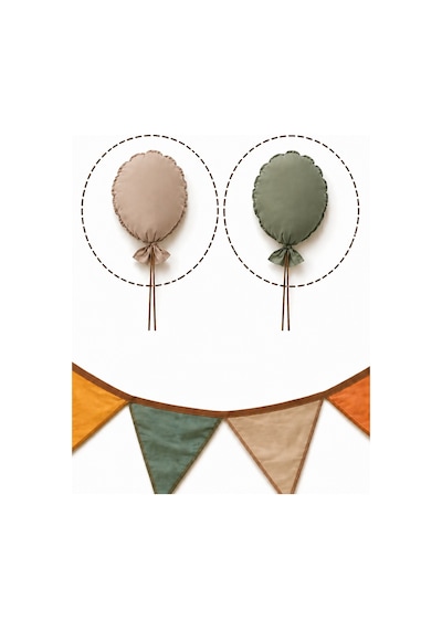 Çocuk Odası Dekorasyonu 2'li Balon Set, Bebek Odası Dekoratif Balon, Duvar Dekorasyonu, Haki-kapiçino