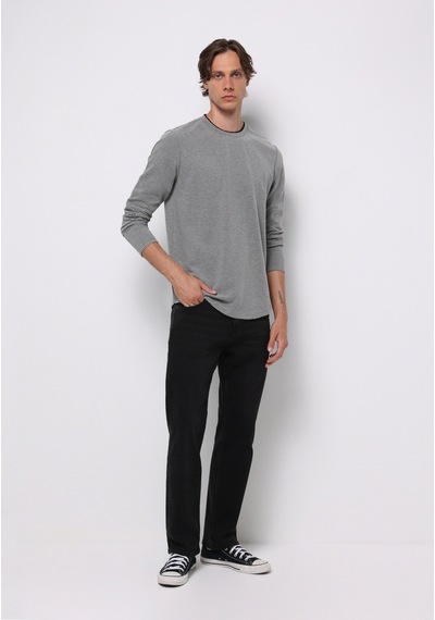 Colin's Colins Regular Fit Yuvarlak Yaka Düz Erkek Gri Uzun Kol Tişört Cl1077177 Q1.v2 Gra Gri