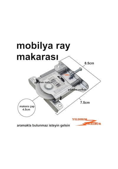 2 Adet Mobilya Ray Makarası Tekerlek Sürgülü Gardolap Ray Tekerle