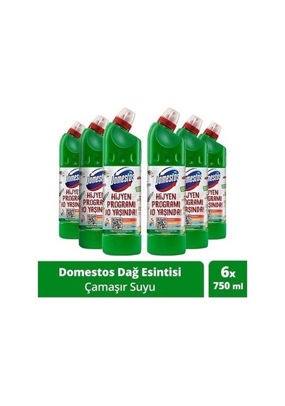 Domestos 6'lı Paket Çamaşırsuyu Dağ Esintisi 750ml Diğer