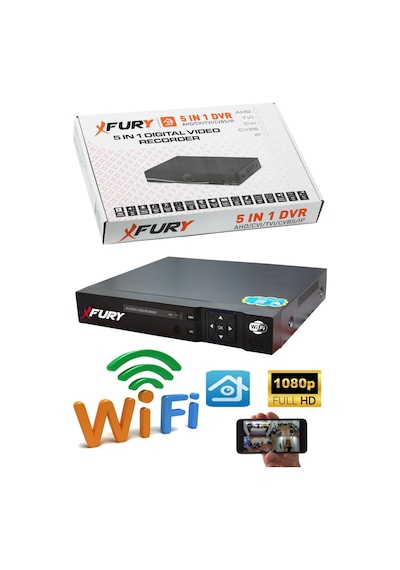 Fury 4 Kameralı 1080p Görüntü Gece Renkli Full Hd 4xultra Led Gece Renkli Güvenlik Kamera Seti 320gb