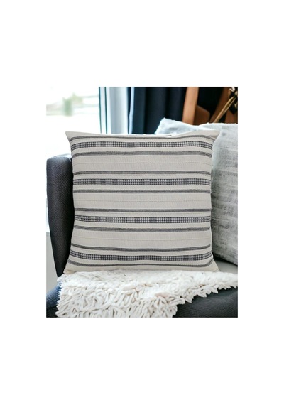 Asdiva Buldan Dokuma Bohem Tasarım%100 Pamuklu 45x45cm Kırlent Kılıfı Krem Bej-siyah Diğer