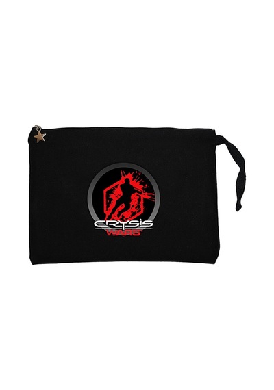 Crysis Wars Logo  Siyah Clutch Astarlı Cüzdan / El Çantası Siyah