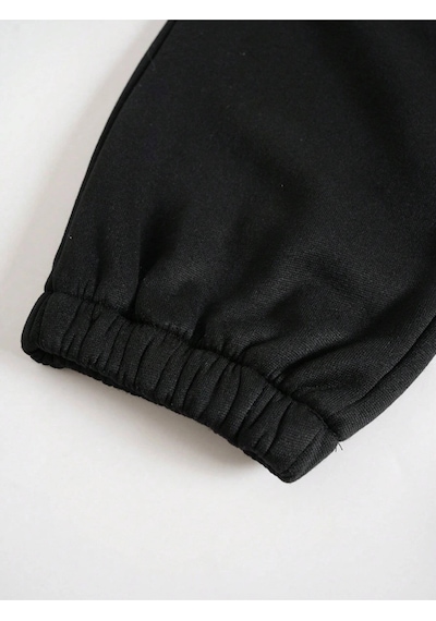 Unisex Kadın/erkek Özel Renkli Düz Paça Lastik Eşofman Altı Jogger Siyah