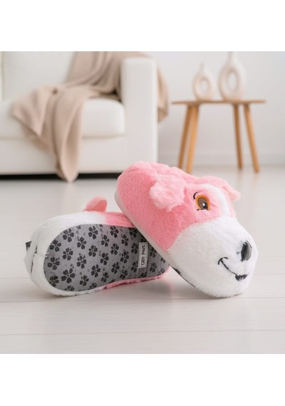 Papucumun Dünyası Unisex Yumuşak Taban Sevimli Köpek Panduf Yetişkin Ve Çocuk Kız Ve Erkek Panduf Pembe