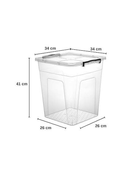 Şeffaf Plastik Saklama Kutusu, Kilitli Kapaklı - 34 36,5 41 Cm 30 Litre