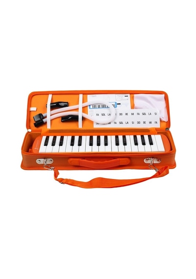 32 Tuşlu Özel Kutu Çantalı Turuncu Melodika Yedek Ağızlıklı