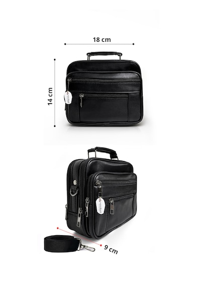 Westbag Erkek Siyah Yatay Model Çelik Kasalı Hakiki Deri El Ve Omuz Çantası Küçük Boy