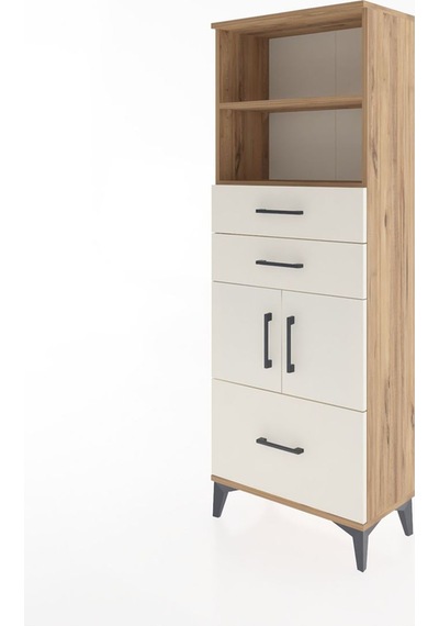 Arges Dolap 3 Raflı 3 Çekmeceli 2 Kapaklı 60x30x163 Çam-aytaşı Çam