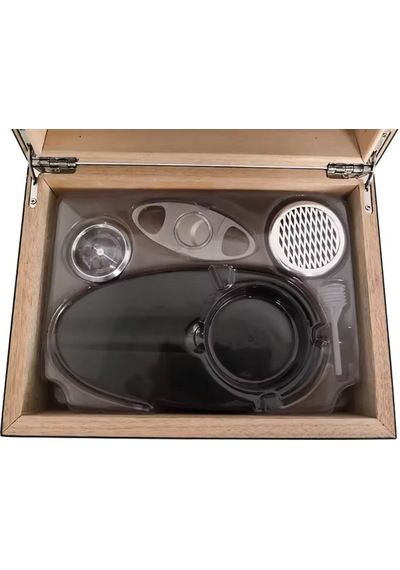 Falconetti Mat Siyah Humidor Puro Kutusu Küllük Makas Seti Rd26