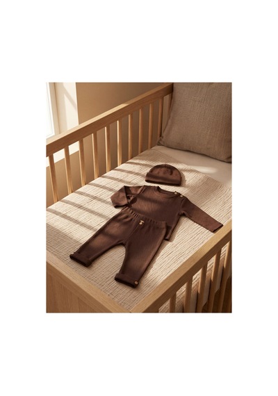 Minory Baby - 3 Parça Alt Üst Bebek Takımı Kahverengi Kahverengi