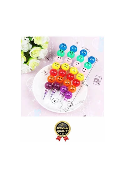 Özel Seri İlkokul Okul Öğrenci Renkli Hafif Eğlenceli Emoji Yüzlü Yumurtlayan Mini Kalem 4'lü Set