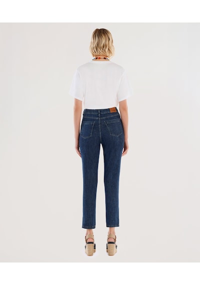 Yargıcı Paça Yırtmaç Detaylı Normal Bel Dar Boru Paça Denim Pantolon 25ykpn3023x 515 Mavi