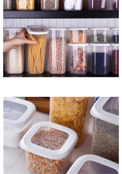 Vienev Etiketli Kare Erzak Saklama Kabı 6'lı Set 2x 0.55 L 1.2 L 1.75 L Beyaz