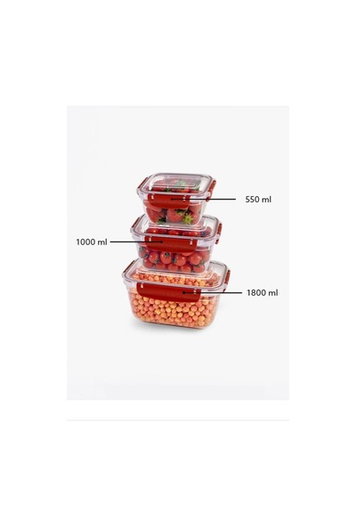 Master Dikdörtgen Saklama Seti 3'lü 550-1000-1800 Ml Royaleks-30866