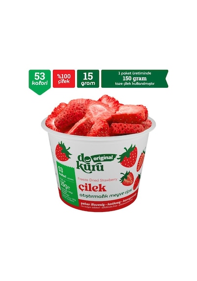 Dokuru Çilek Kuru Meyve Cipsi - Dondurularak Kurutulmuş Freeze Dried Çıtır Çilek 15 G