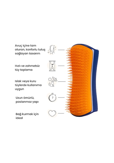 Pet Teezer Detangling Small Navy/orange Lacivert Turuncu Köpek Bakım Fırçası