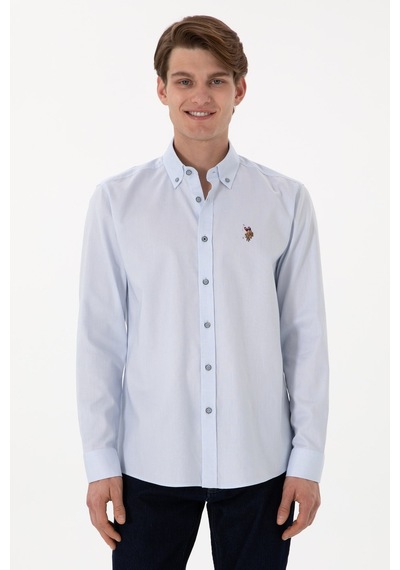 U.S. Polo Assn. U.s. Polo Assn. Dokuma Uzun Kol Regular Gömlek 2083079 Açık Mavi