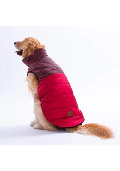 Pawstar Kırmızı Elgin Paws Su İtici Orta-büyük Irk Köpek Puf Yelek Yağmurluk