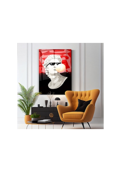 Michelangelo David Cam Tablo Gözlüklü Pop Art Duvar Dekoru Ev, Ofis Ve Genç Odası İçin Dekoratif Modern Tablo