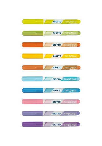 Turbo Soft Brush, Fırça Uçlu Markör, Suda Çözünür, 10 Pastel Renk