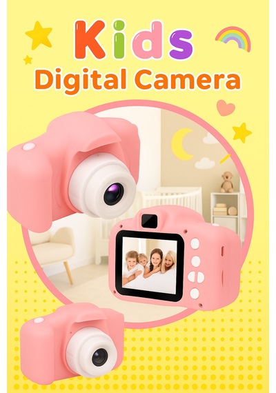 Renkli Mini Çocuk Fotoğraf Makinesi Taşınabilir Kamera Hediyelik Eğlence Pembe - 785803001