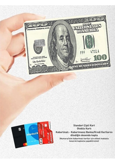 Dolar Tasarımlı - Papara, Tosla, Otobüs Kart Kaplama Stickeri Kredi Kartı Için Diğer