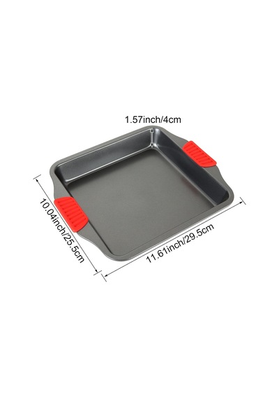 Silikon Saplı Kare Fırın Tepsisi Metal Yanmaz Yapışmaz 30 Cm Siyah