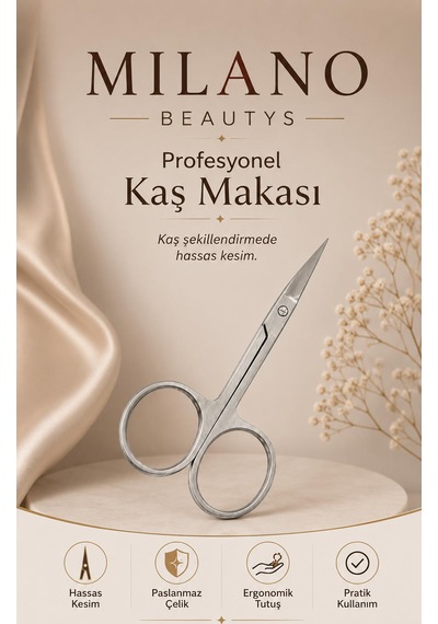 Milano Beautys Kaş Makası Paslanmaz Çelik Kaş Bıyık Makası