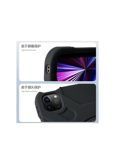 Apple Uyumlu iPad Air 11inç M4/m3/m2 2026-2024 Kılıf Askılı Silikon Handle Ring Yüzüklü Amour Tank Case